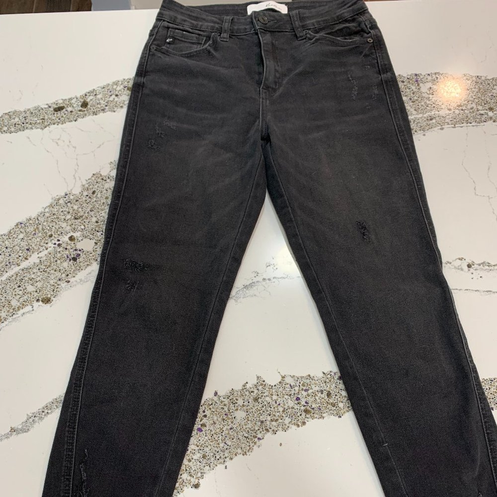 Kancan Slim Fit Jean with Frayed Hem and 3D Whiskering